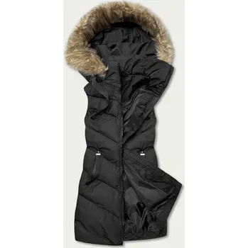 Dámská vesta Černá péřová dámská vesta s kožešinou 24W8 J.STYLE, odstíny černé XL (42) i392_20969-53