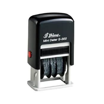 Razítko Datumové razítko Shiny S-300, černý strojek, výškou data 3 mm, formát data DD.MM.RRRR barvy otisku červená