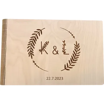 Diář MAJADESIGN Dřevěné SVATEBNÍ fotoalbum - INICÁLY