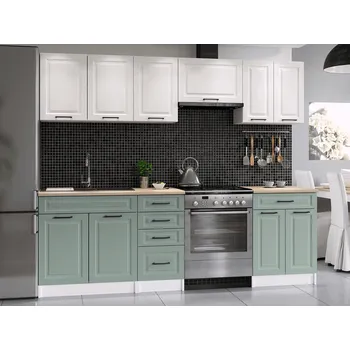 Kuchyňská linka Nábytek PEGAS s.r.o. Ilona 240/180 cm bílá/sv.zelená