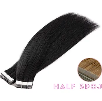 Příčesek Vlasové PU pásky HALF poloviční tape in na prodlužování vlasů 30cm 01 - černá jako uhel (Vlasové PU pásky HALF poloviční (tape in) na prodlužování vlasů 30cm 01 - černá jako uhel)