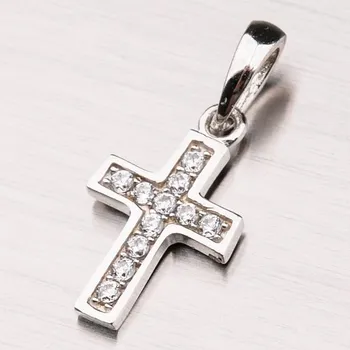 Přívěsek Dámský přívěsek bílé zlato 585 zirkon kříž 13-212