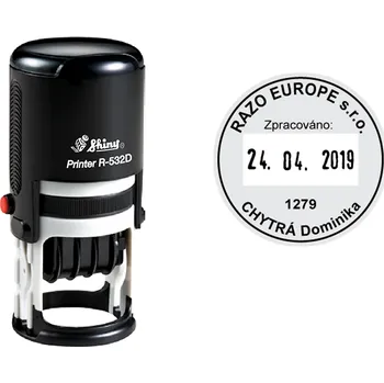 Razítko Datumové razítko Shiny R-532D Printer Line, vlastní text Ø 32 mm