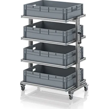 paleta Systémový přepravní vozík pro euro přepravku 80 x 60, výška 134 cm, bez výsuvu 103,4 x 65 x 134,6 cm - materiál: Aluminium / Stahl / Kunststoff / MPX - EG SW 134-1 8622