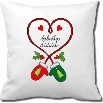 Povlak na dekorativní polštářek Pelisport Povlak Rukavice babička a dědeček povlak včetně potisku