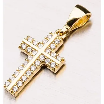 Přívěsek Dámský přívěsek žluté zlato 585 zirkon kříž 13-231