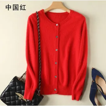 Dámský svetr Dámský luxusní svetřík z norkového kašmíru Barva: Červená, Velikost: S