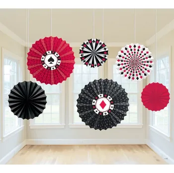 Party dekorace Papírová rozeta - Karetní barvy, 6 ks