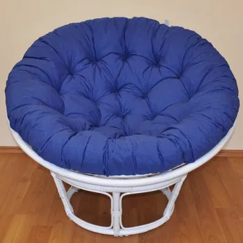 Papasan Ratanový papasan 100 cm bílý, polstr tmavě modrý melír