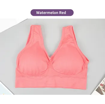 Podprsenka Dámská sportovní bezešvá push up podprsenka bez kostic- plus size velikosti Barva: V-neck Red, Velikost: XXL