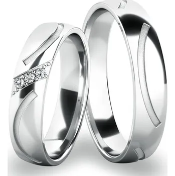 Prsten Snubní prsteny bílé zlato 585 zirkon 0.021 ct G/SI SP-61063B