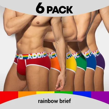 Pánské erotické prádlo Slipy Addicted AD1142P Rainbow Brief 6 ks M, výhodné balení 6 pánských bavlněných slipů