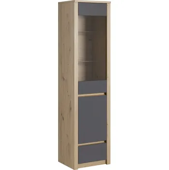 Knihovna Vitrína MALTA W1D, Dub Artisan + Grey