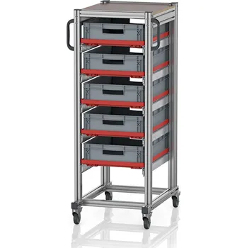 paleta Systémové přepravní podvozky pro euro přepravky 60 x 40 Výška 134 cm 71,8 x 50 x 134,6 cm - materiál: Aluminium / Stahl / Kunststoff / MPX - SE 134 6412.2