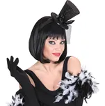 Glitrový černý mini klobouček na čelence