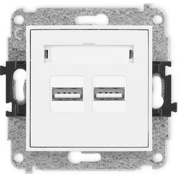 Elektrická zásuvka KARLIK Dvojitá USB nabíječka 2x USB-A, 15,5W MAX., 5V, 3,1A Barva: Matná bílá