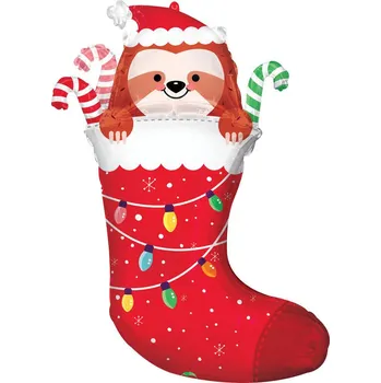 Balónek Fóliový balónek vánoční punčocha červená 80 cm