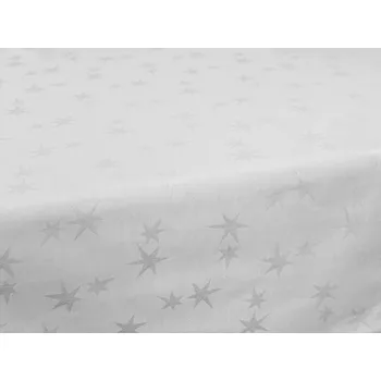 ubrus SCANquilt ubrus SOLID hvězdy bílá 155 x 250 cm ovál