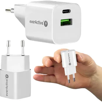 Nabíječka baterií EverActive GaN SC-390Q 30W 1xUSB-C 1xUSB-A PD PPS síťová nabíječka
