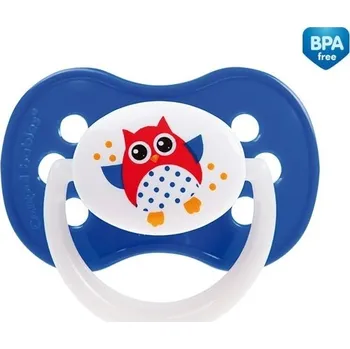 dudlíky Dudlík silikonový PLOCHÝ s krytem - SOVIČKA modrý - 18+měs.