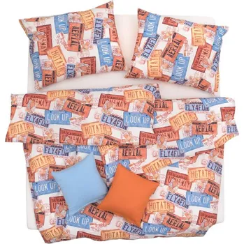 Povlečení SCANquilt povlečení FINO DESIGN america oranžovomodrá 140 x 200/70 x 90 cm