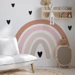 YokoDesign Samolepka na zeď do dětského pokoje Pastelová duha se srdíčky