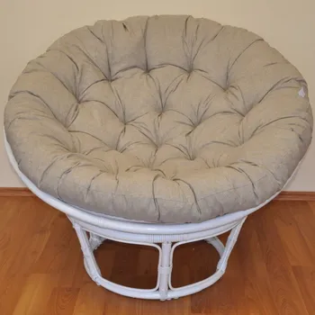 Papasan Ratanový papasan 100 cm bílý, polstr tmavě béžový melír