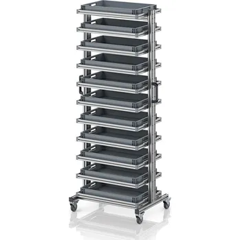 paleta Systémový přepravní vozík pro euro přepravku 60 x 40, výška 200 cm, bez výsuvu 83,4 x 55 x 201,1 cm - materiál: Aluminium / Stahl / Kunststoff / MPX - EG SW 200-1 6475