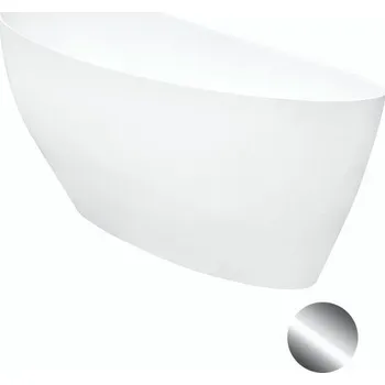 Besco Volně stojící vana z litého mramoru Keya Matt 165x70 Barva: Bílá, Rozměry (cm): 163,5x70,5, Typ a barva výpustě: Click-Clack s horním čištěním, chrom