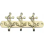 SEA Club Věšák na klíče 3 mosazné kotvy 16x7 cm