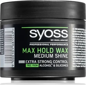 Stylingový přípravek Syoss Max Hold Medium Shine vosk na vlasy 150 ml
