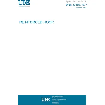 UNE 27655:1977 REINFORCED HOOP. Španělsky Tisk