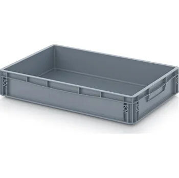 Euro přepravky uzavřené 60 x 40 x 12 cm, držadla zavřená - Stříbrošedá - materiál: PP - EG 64/12 HG