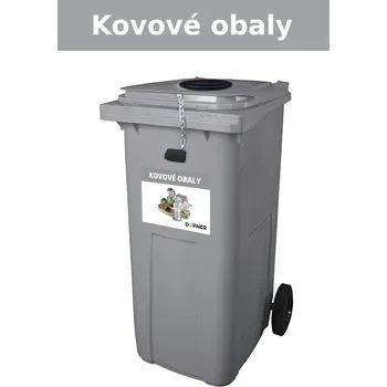 Železářství Šedá plastová popelnice na kovové obaly DOPNER 240 l se zámkem a vhozem