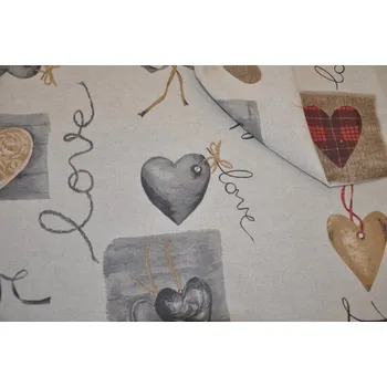 Látka Mihra motiv srdce LOVE - šíře 280 cm