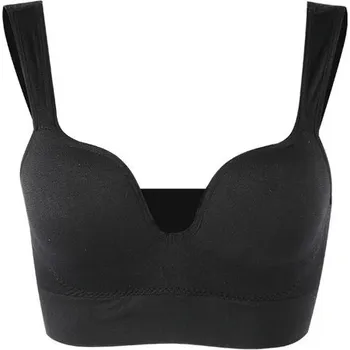 Podprsenka Dámská sportovní tvarující push up podprsenka se síťováním a bez kostic- plus size velikosti Barva: U-neck černá, Velikost: M