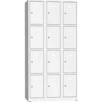 Kovona Svařovaná šatní skříň Philip, 12 boxů, cylindrický zámek, šedá/šedá