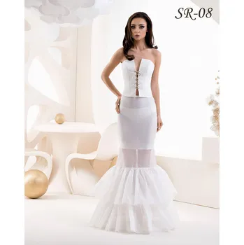 Dámská sukně Svatební spodnička úzká s volány SR-08 (nadměr) Barva: bílá, Vybraná velikost: 5XL, Obvod kruhu: 190 cm