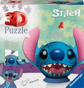 3D puzzle Ravensburger Puzzle-Ball Disney Stitch s ušima 77 dílků