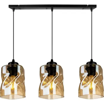Light for home - Moderní závěsné svítidlo na liště se skleněnými stínidly v medové barvě NIKI 2195/3 AMB, 3x60W, E27, Černá
