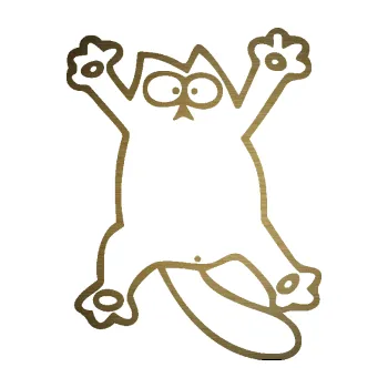 Samolepící dekorace SAMOLEPKA Kočka 041 pravá rozpláclá na skle (64 - škrábaný kov zlatý) NA AUTO, NÁLEPKA, FÓLIE, POLEP, TUNING, VLASTNÍ TEXT, TISK, AUTOSAMOLEPKY.cz, POLEPY, OBRÁZEK, LOGO, SAMOLEPKY