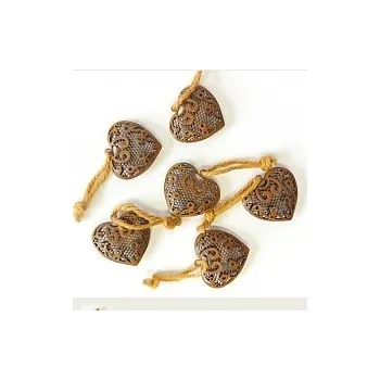 Party dekorace Srdíčko plechové děrované 5 cm - rezavé