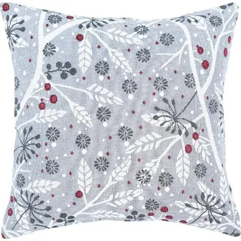 Polštář SCANquilt povlak MOTIV listy a bobule šedočervená 45 x 45 cm
