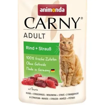 Krmivo pro kočku Carny Adult 85 g hovězí + pštros, kapsička pro kočky