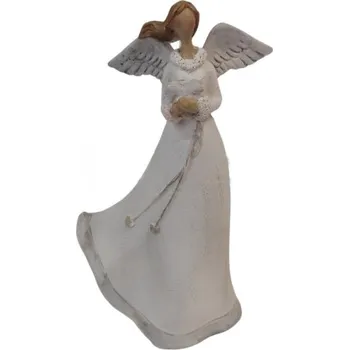 Vánoční dekorace Anděl s rozevlátou sukní a srdíčkem - 13 cm
