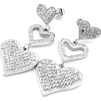 Náušnice Steel Jewelry visací Náušnice srdce z chirurgické oceli NS231071 dárkové balení zdarma