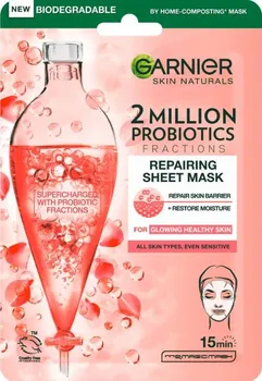 Pleťová maska Garnier Skin Naturals 2 Million Probiotics Repairing Sheet Mask regenerační textilní maska s probiotiky 22 g
