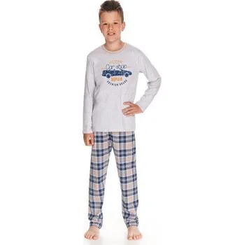 Chlapecké pyžamo Taro, dětské pyžamo 2650-Mario, dlouhý rukáv, šedý melír, vel. 98