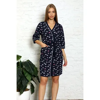 Dámský župan Dámský župan S19269 tm. modrý se srdíčky - La Penna L