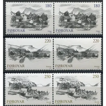 Poštovní známka (1982) MiNr. 72 - 74 **, sp - Faerské ostrovy - vesnice na ostrově